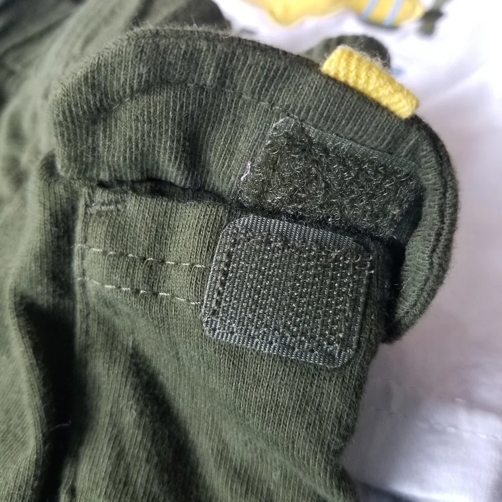 Born to Explore Carter's 3 mo olive green and yellow short/shirt set